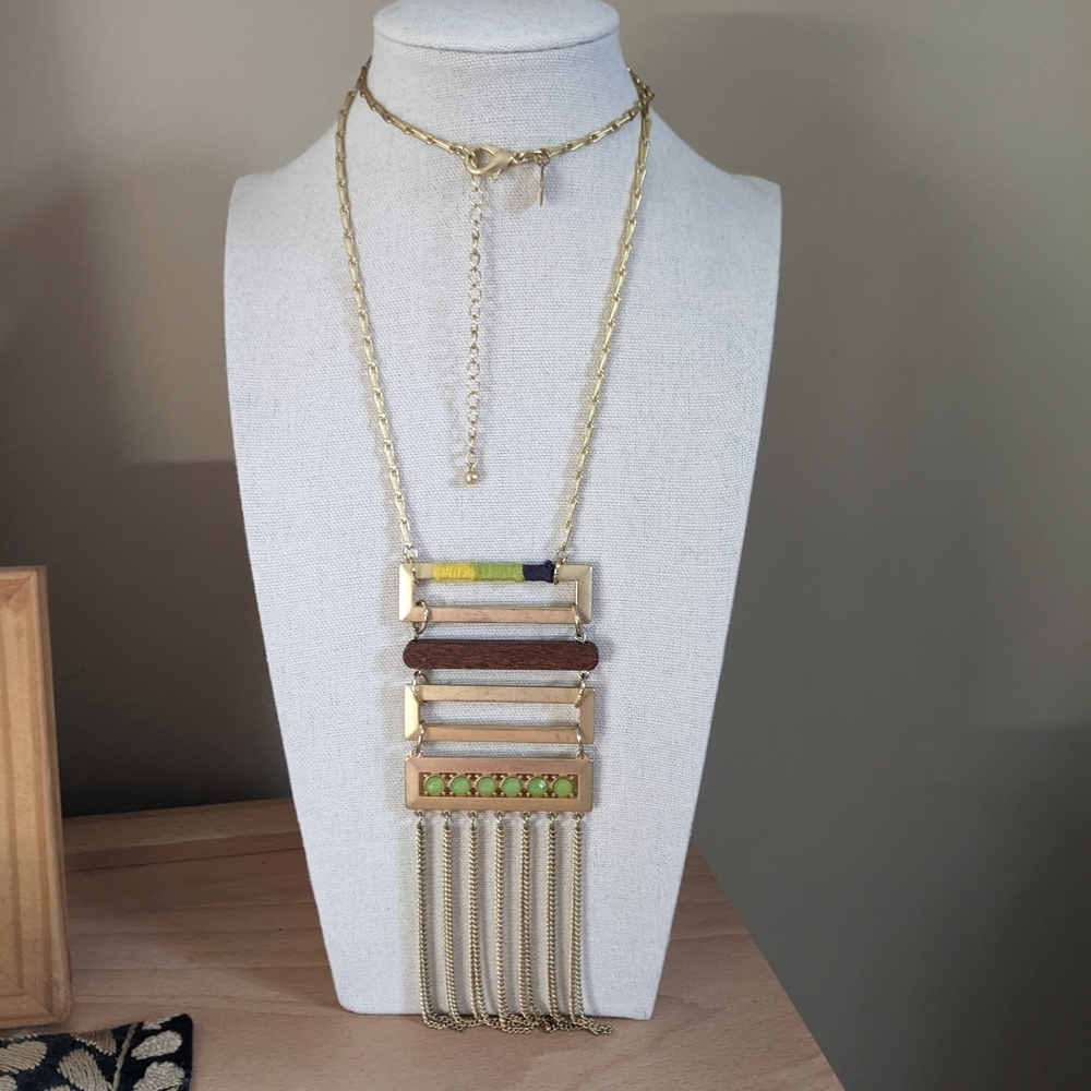 Chico's Goldtone Tribal Chic Statement Pedant Necklace